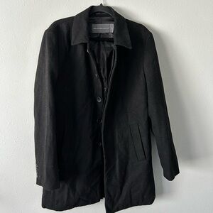 French Connection Men's Sleek Black Dress Coat